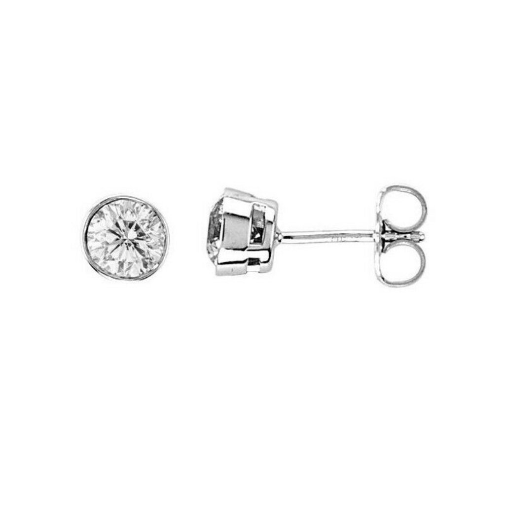075 Ct Natural Diamond Bezel Earrings